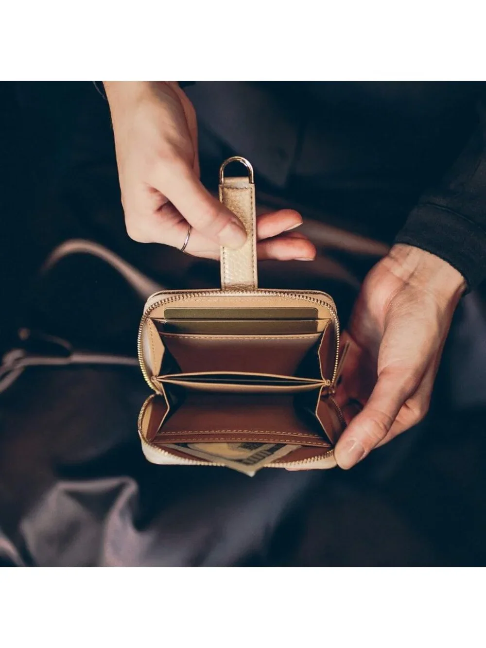 Stylish Leather Small Zip Around Wallet for Women, RFID Protection, Compact